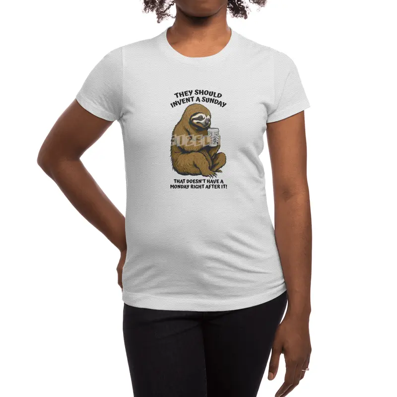 Funny Lazy Sloth Monday After Sunday Coffee Lover Spor T-Shirt