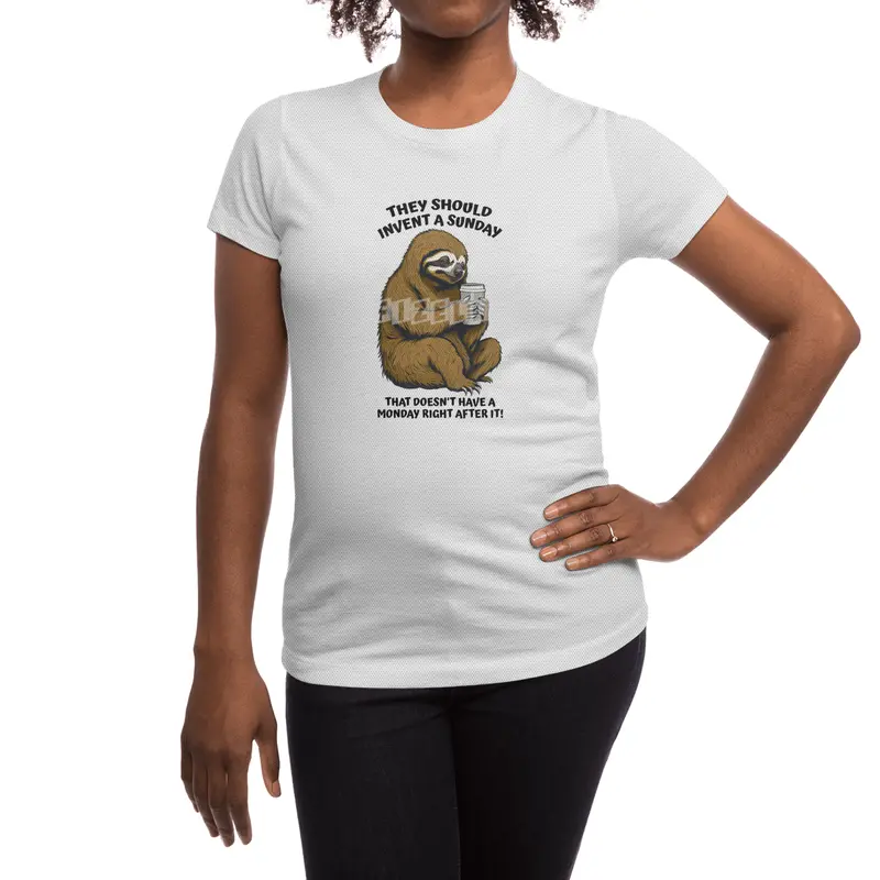 Funny Lazy Sloth Monday After Sunday Coffee Lover Spor T-Shirt