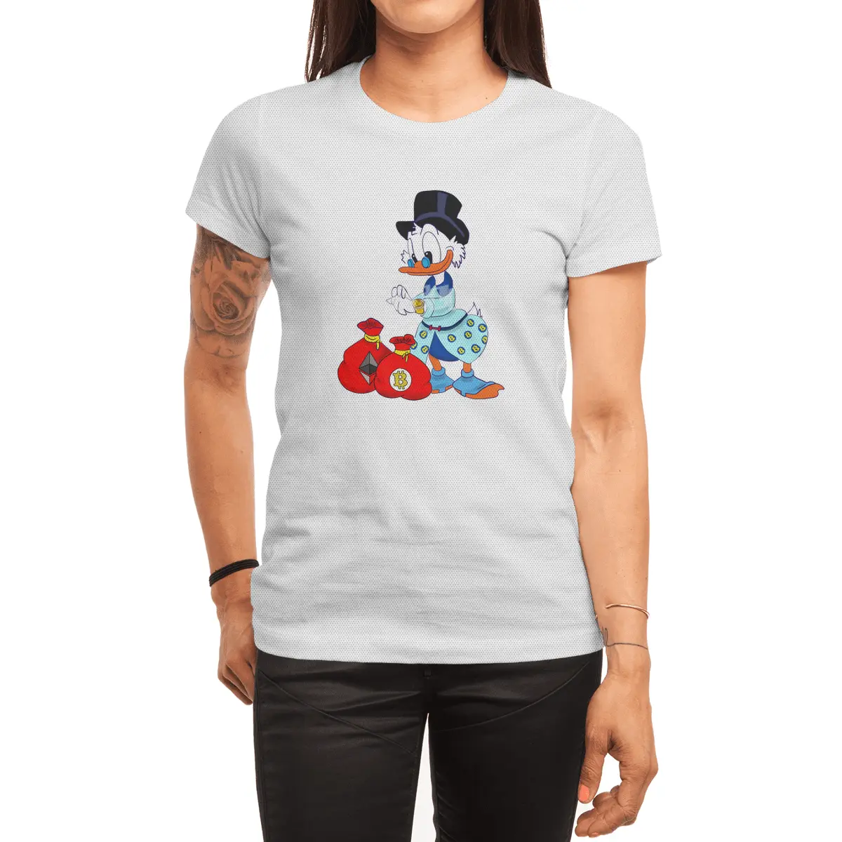 business duck, owner of Bitcoin and ????s bags, he wear a bitcoin clothes Spor T-Shirt