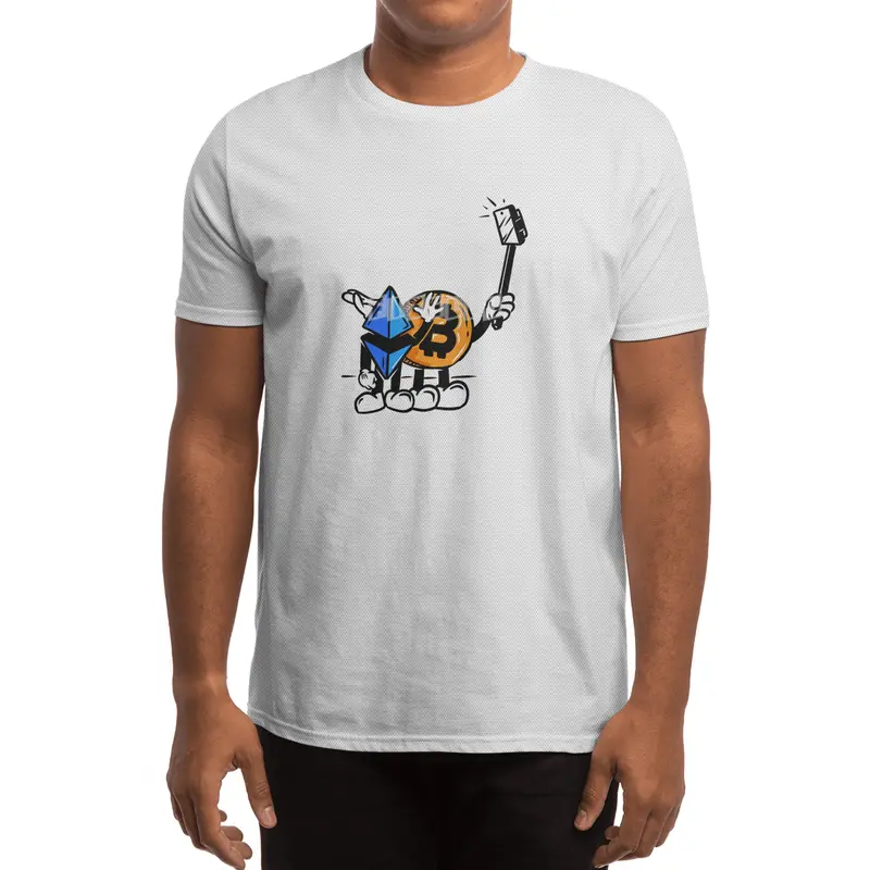 Crypto BFF - Bitcoin and Ethereum Cartoon Selfie Spor T-Shirt