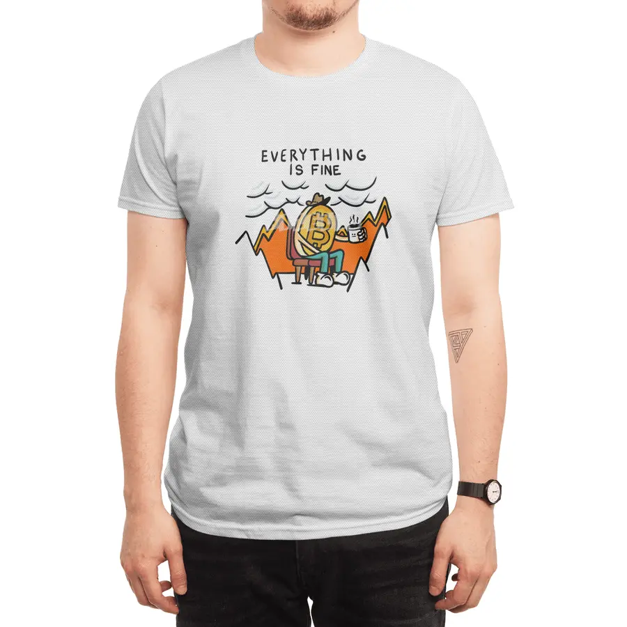 Everything is Fine - Bitcoin Volatility Cartoon in Flames Spor T-Shirt
