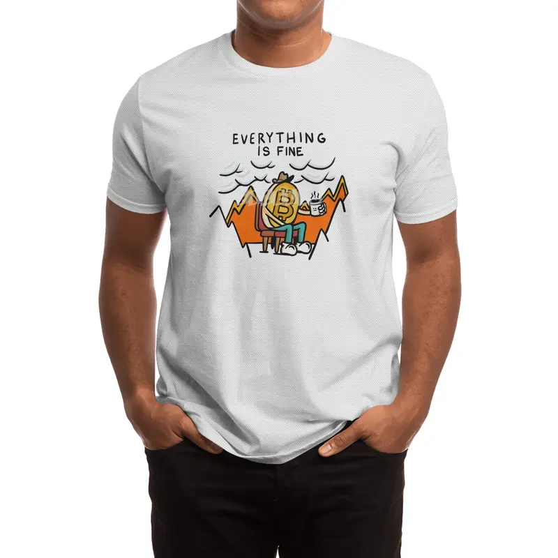 Everything is Fine - Bitcoin Volatility Cartoon in Flames Spor T-Shirt