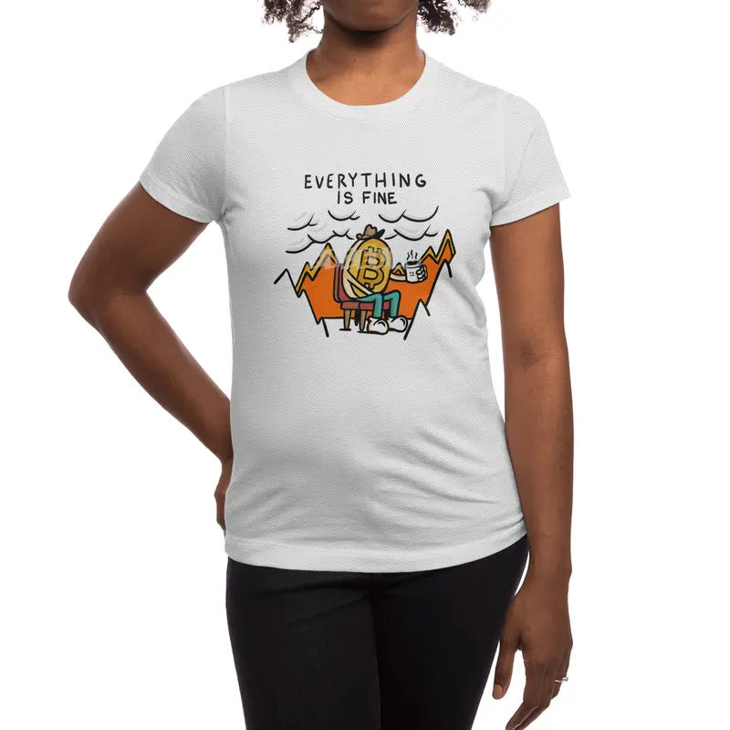 Everything is Fine - Bitcoin Volatility Cartoon in Flames Spor T-Shirt