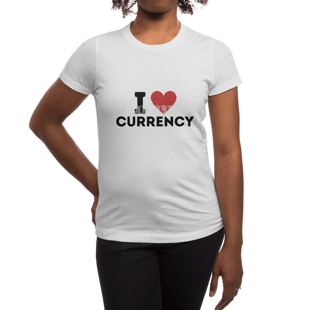I Love Currency Simple Heart Design Spor T-Shirt