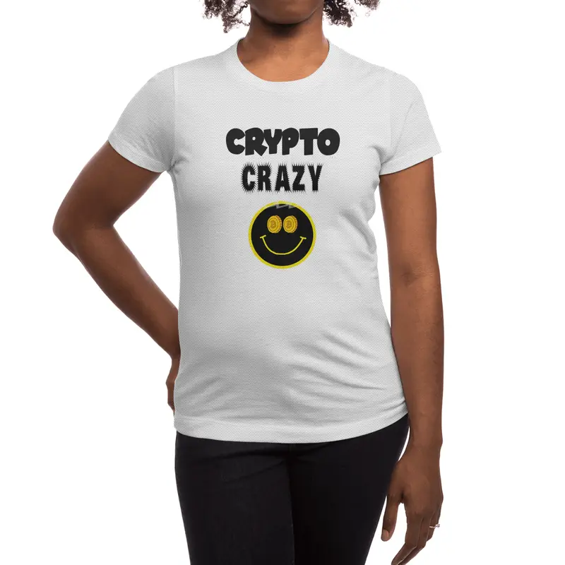 Funny Crypto Crazy Smiley Face Cryptocurrency Spor T-Shirt