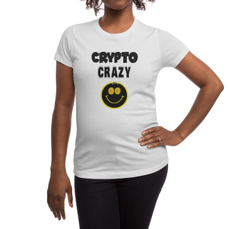 Funny Crypto Crazy Smiley Face Cryptocurrency Spor T-Shirt