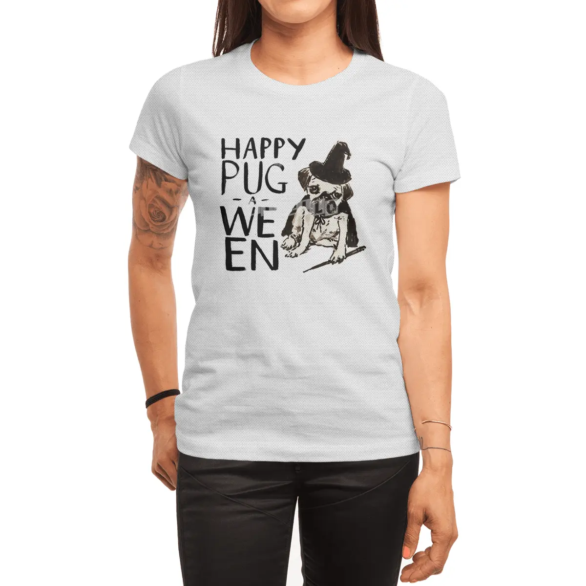 Funny Pug Halloween Tee- Pug-a-ween Witch Spor T-Shirt