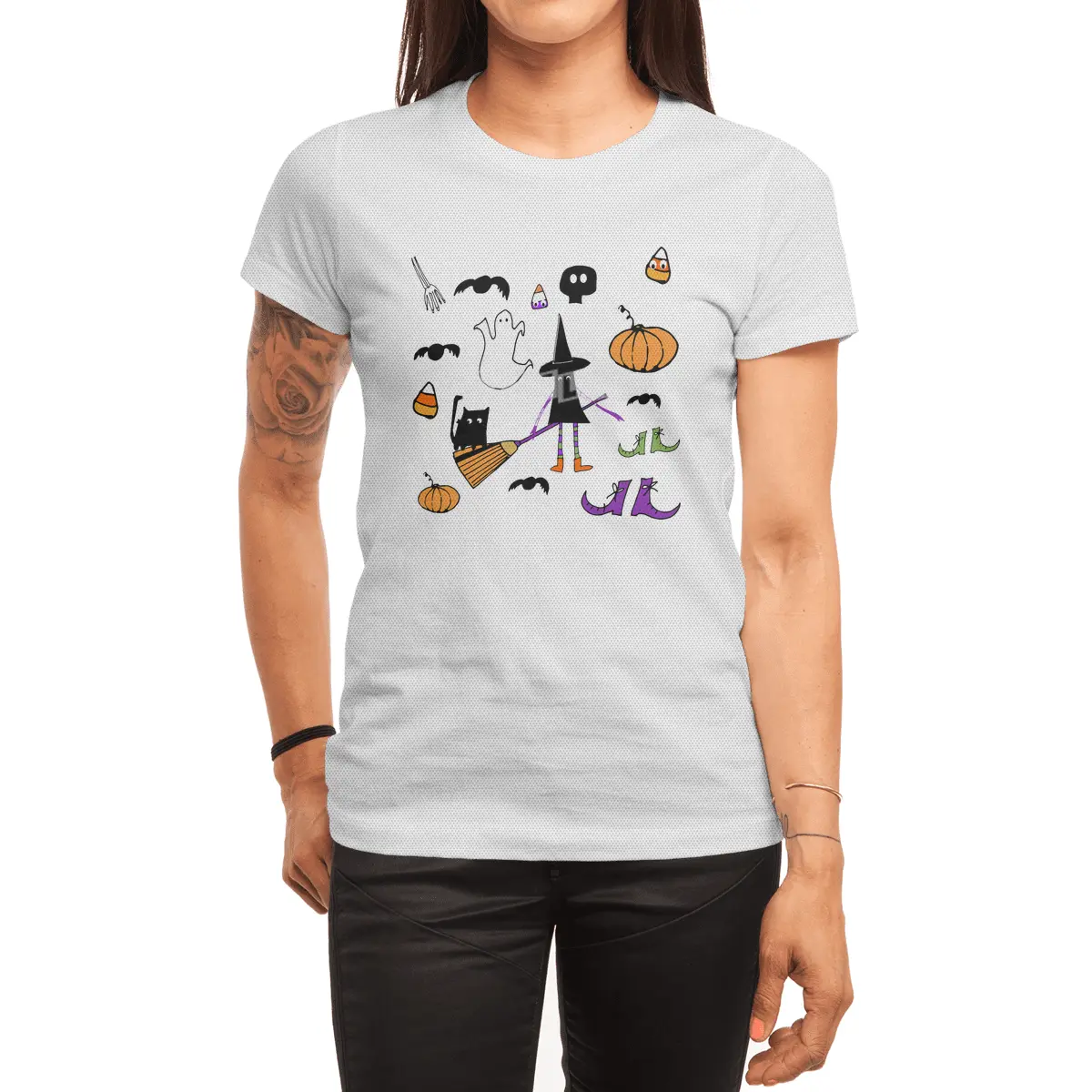 Cute Halloween Witch and Friends Spor T-Shirt