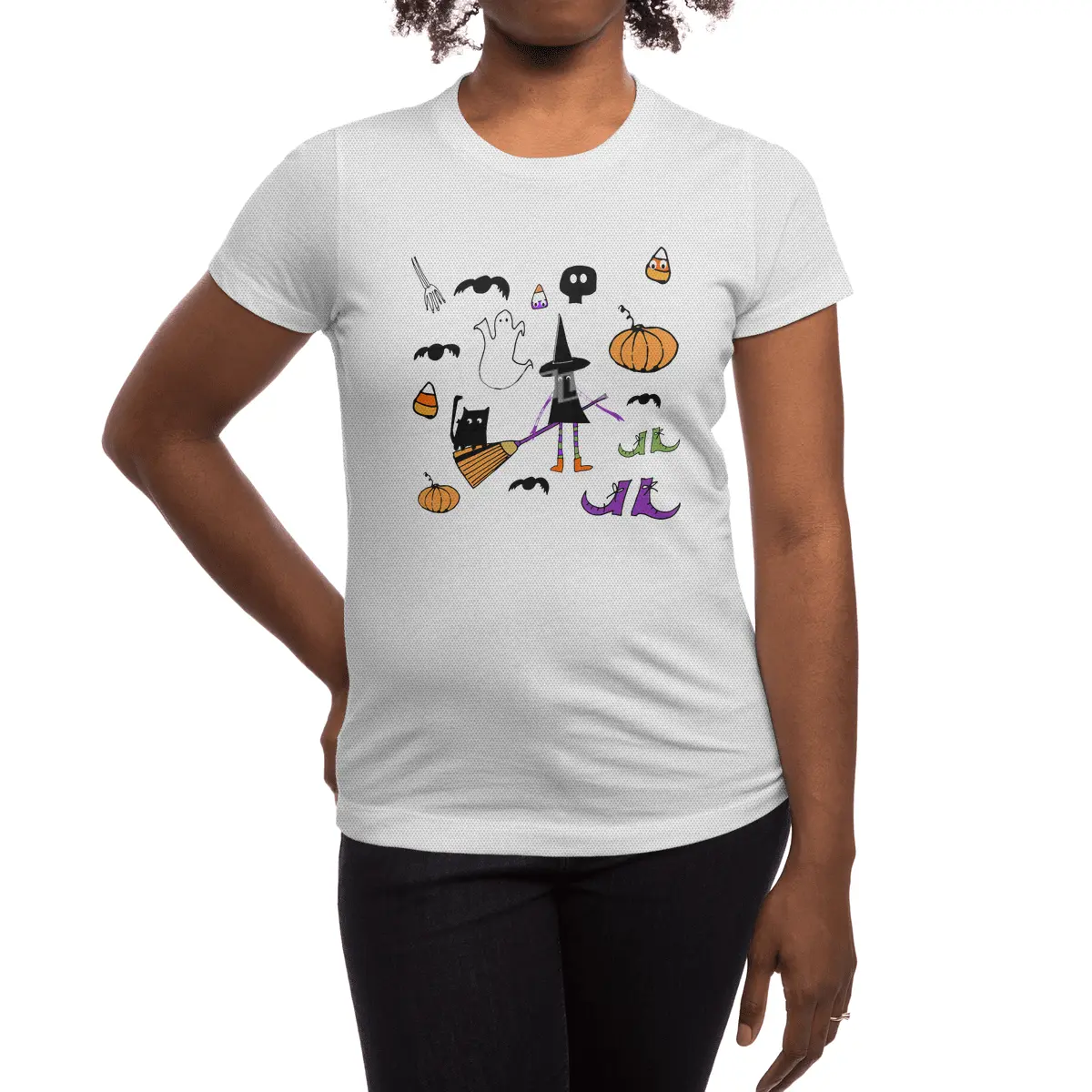 Cute Halloween Witch and Friends Spor T-Shirt