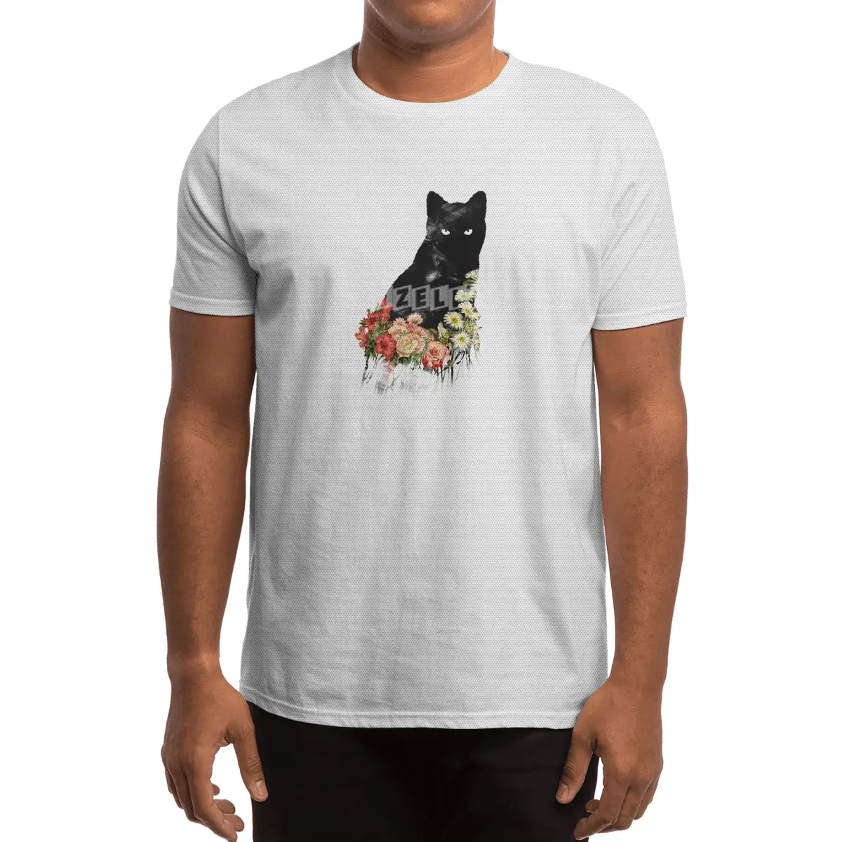 Black Cat Vintage Flower Good Luck Spor T-Shirt