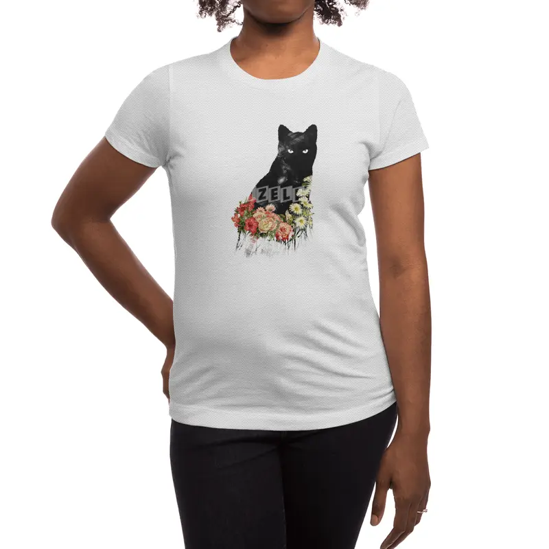Black Cat Vintage Flower Good Luck Spor T-Shirt