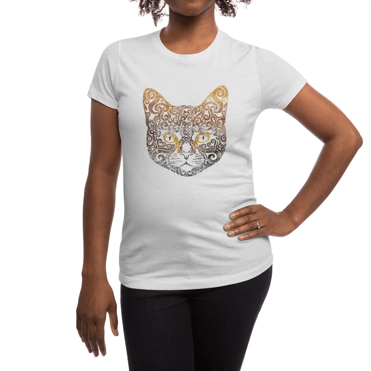 Swirly Cat Spor T-Shirt