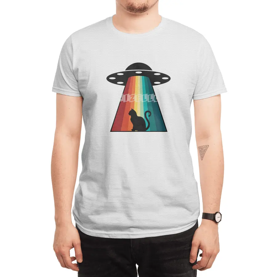 Alien & Cat Retro Rays Spor T-Shirt