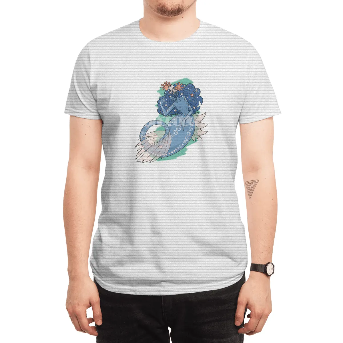 Mermaid Grabs Back Spor T-Shirt