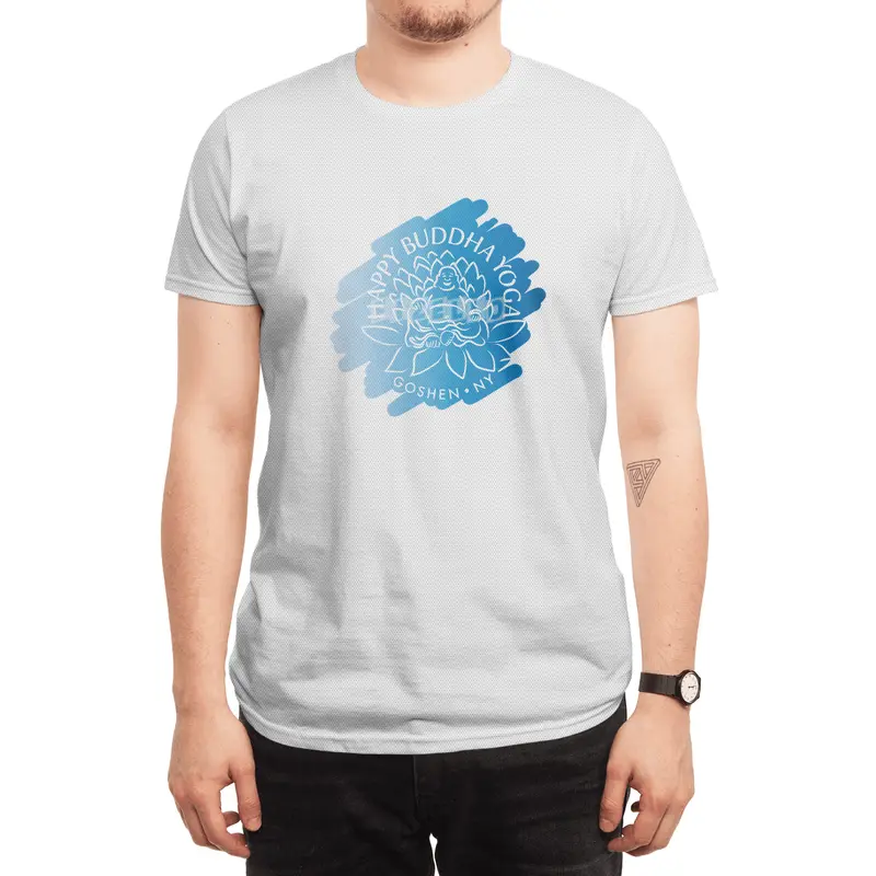 Happy Buddha Yoga Blue Swash Logo Spor T-Shirt