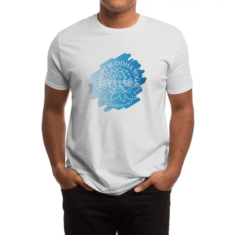 Happy Buddha Yoga Blue Swash Logo Spor T-Shirt