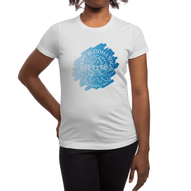 Happy Buddha Yoga Blue Swash Logo Spor T-Shirt