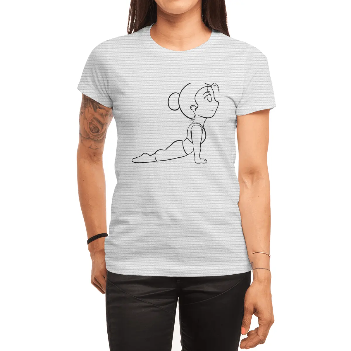 Chibi Yoga Asana - Upward Facing Dog (outline) Spor T-Shirt