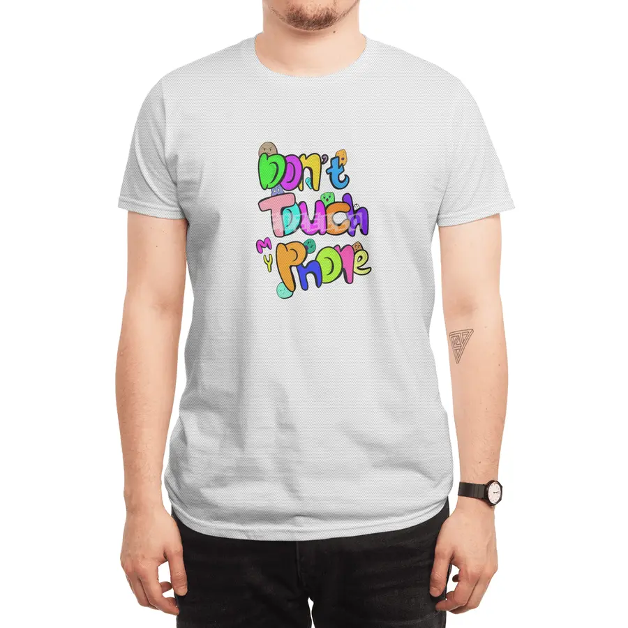 Don't Touch My Phone Colourful Doodle Art Spor T-Shirt