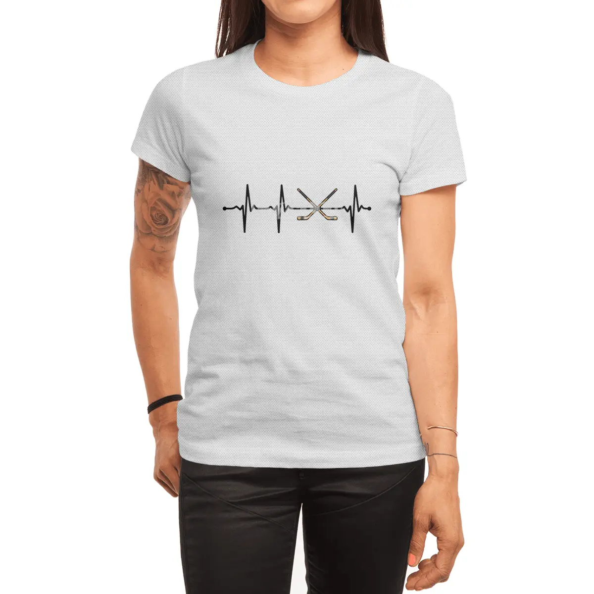 Crossed Ice Hockey Sticks ECG Heartbeat Pulse Bv Spor T-Shirt
