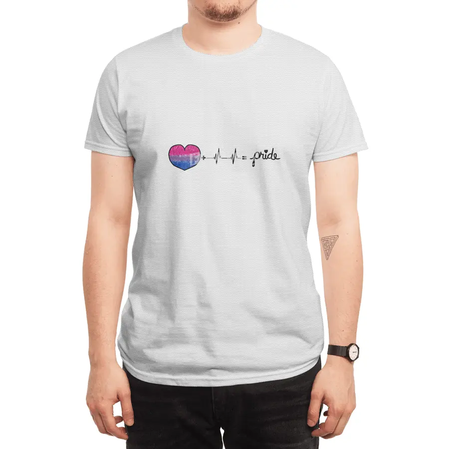 Bi-Sexual Pride Flag Heart + Heartbeat = Pride Design Spor T-Shirt