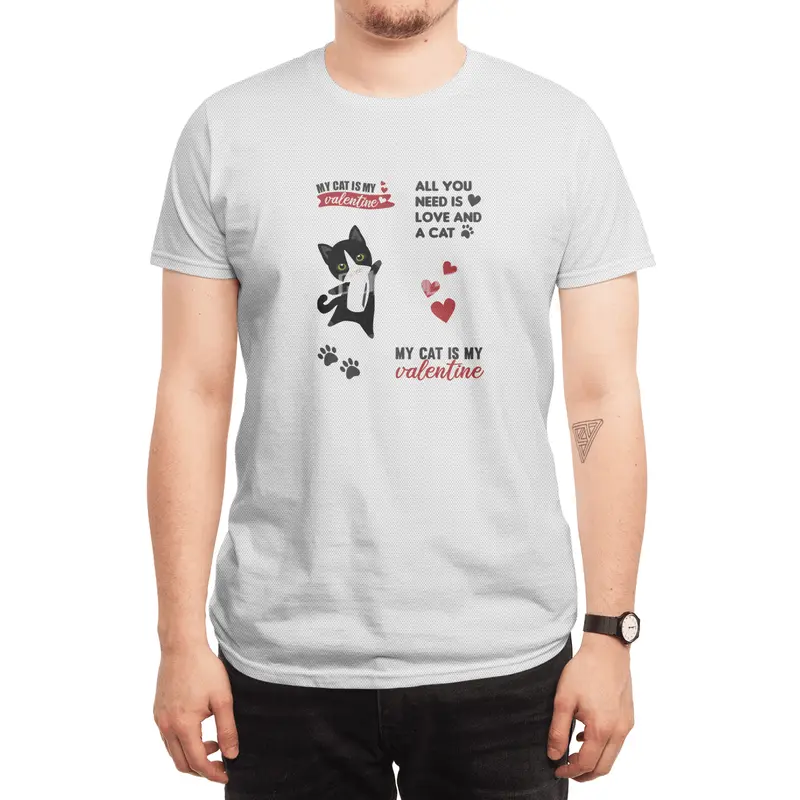 Cats Sticker Set My Cat Is My Valentine Black Spor T-Shirt