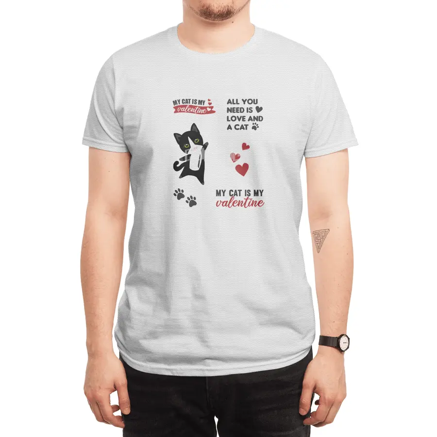 Cats Sticker Set My Cat Is My Valentine Black Spor T-Shirt