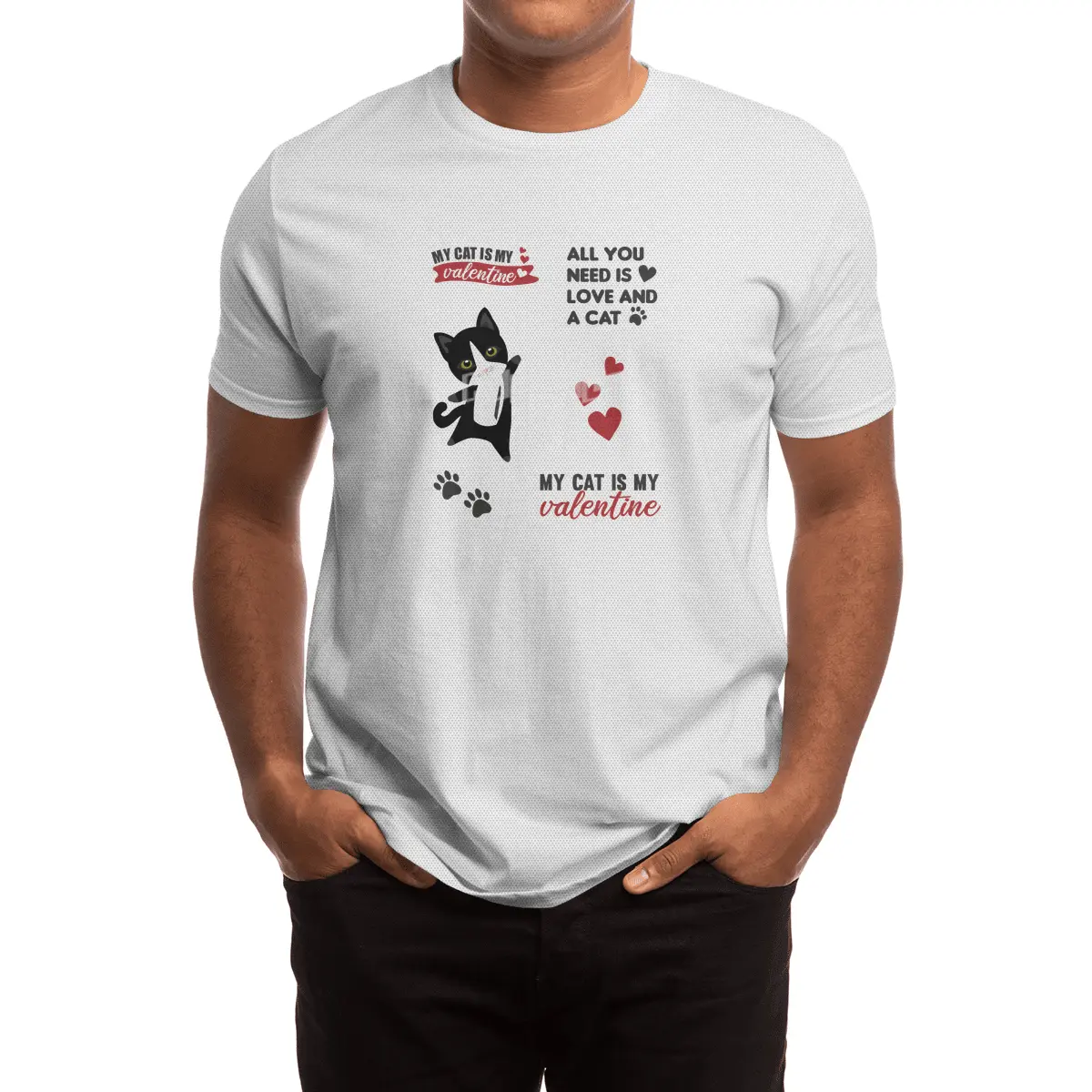 Cats Sticker Set My Cat Is My Valentine Black Spor T-Shirt