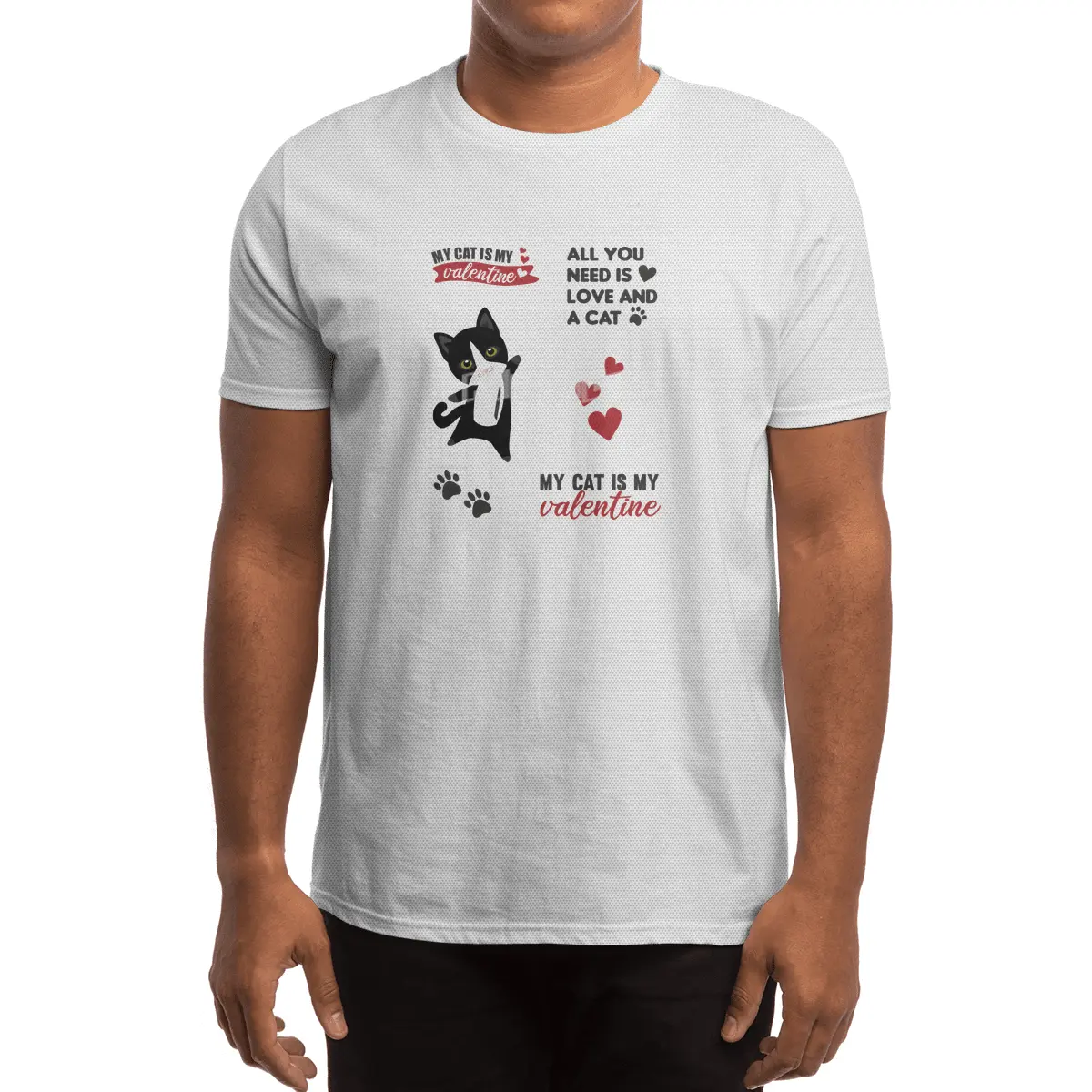 Cats Sticker Set My Cat Is My Valentine Black Spor T-Shirt