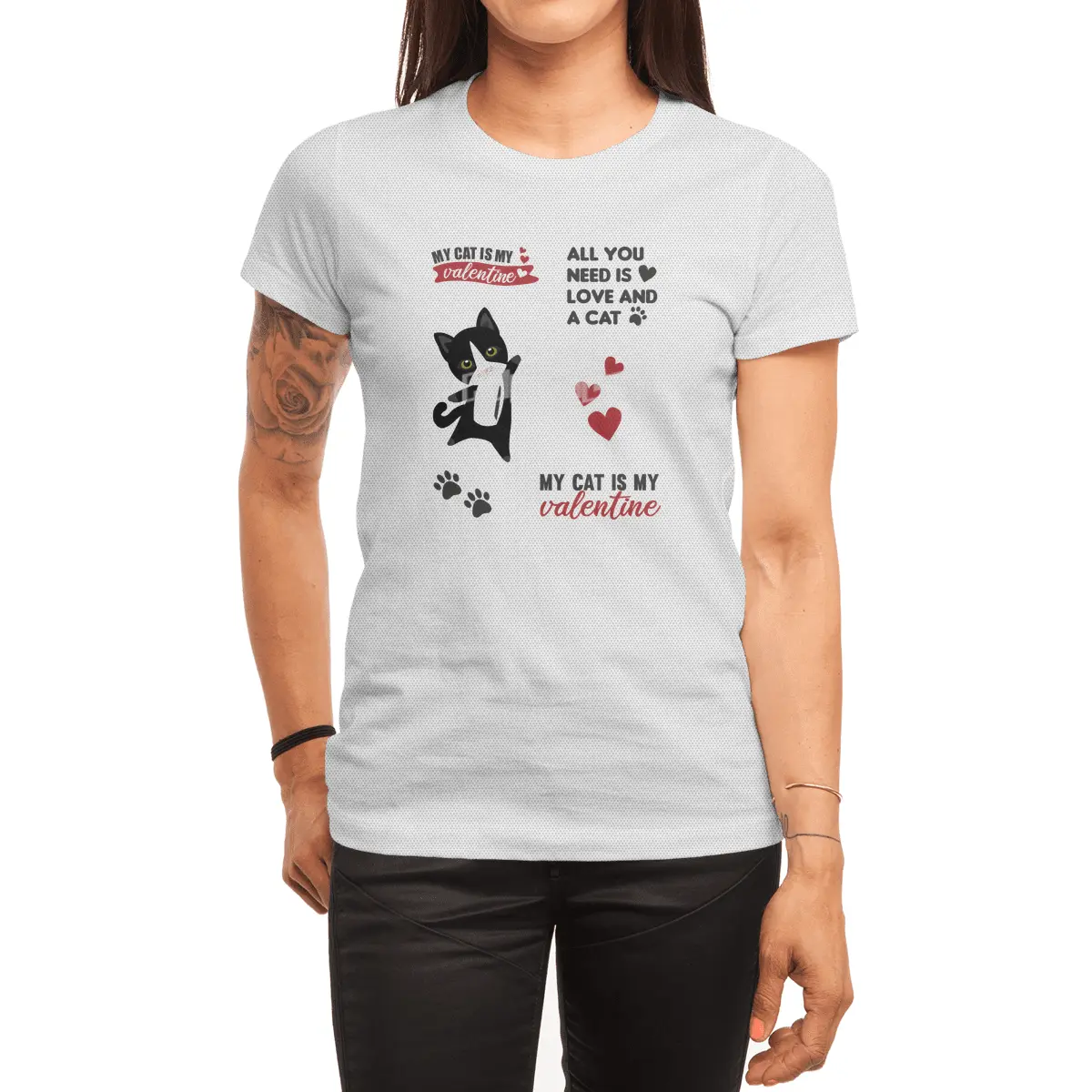 Cats Sticker Set My Cat Is My Valentine Black Spor T-Shirt