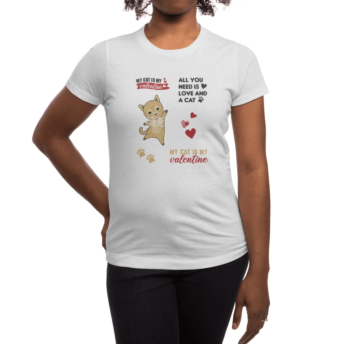 Cats Sticker Set My Cat Is My Valentine Brown Spor T-Shirt