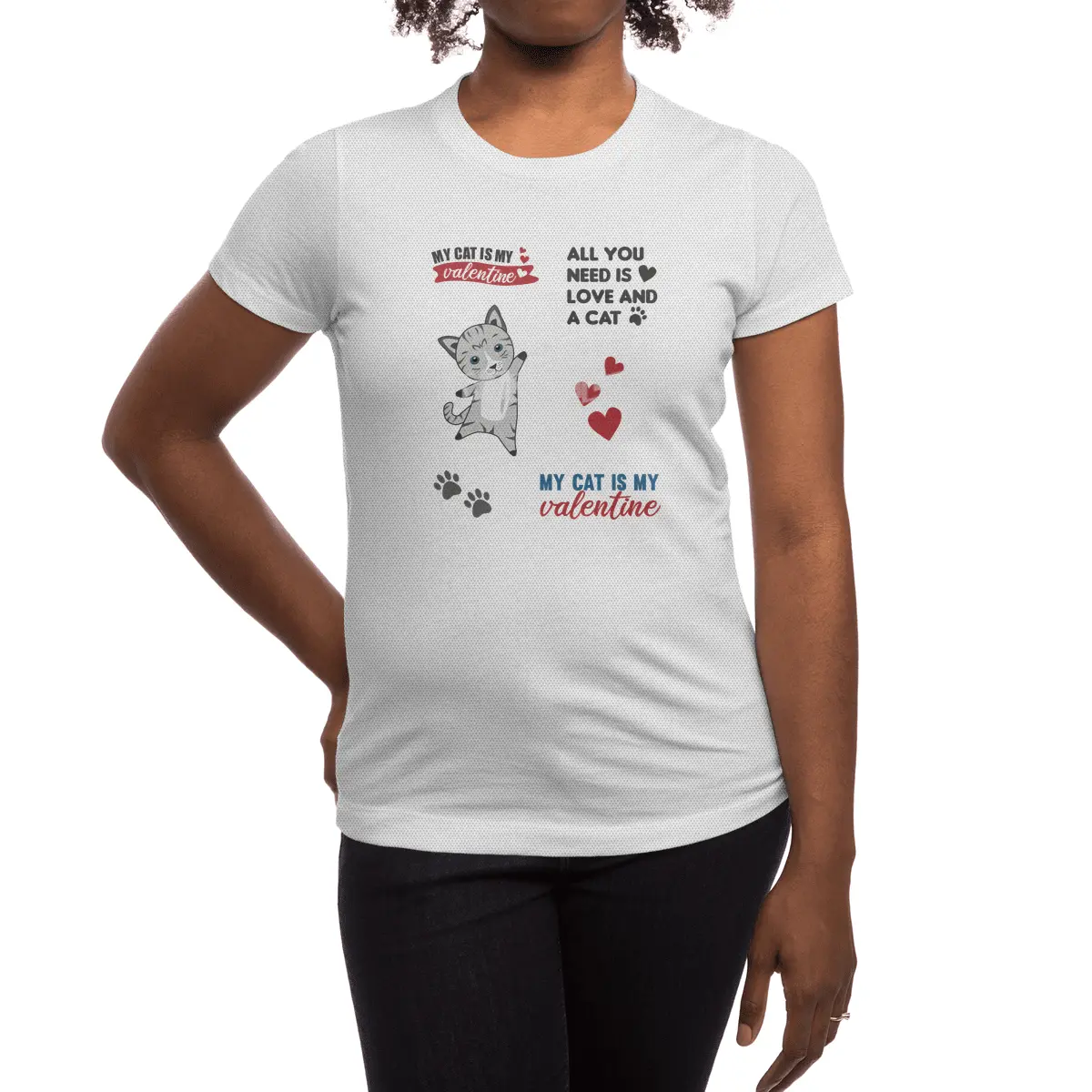 Cats Sticker Set My Cat Is My Valentine Light Gray Spor T-Shirt