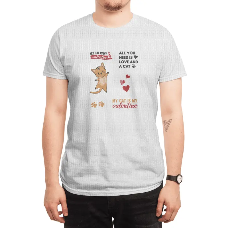 Cats Sticker Set My Cat Is My Valentine Red Heart Spor T-Shirt