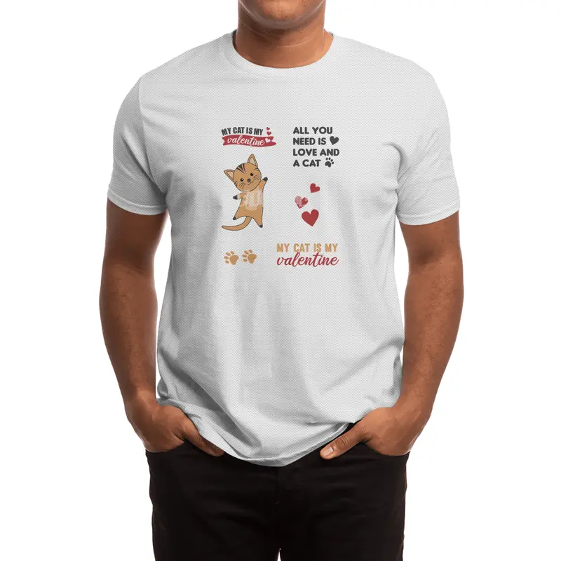 Cats Sticker Set My Cat Is My Valentine Red Heart Spor T-Shirt