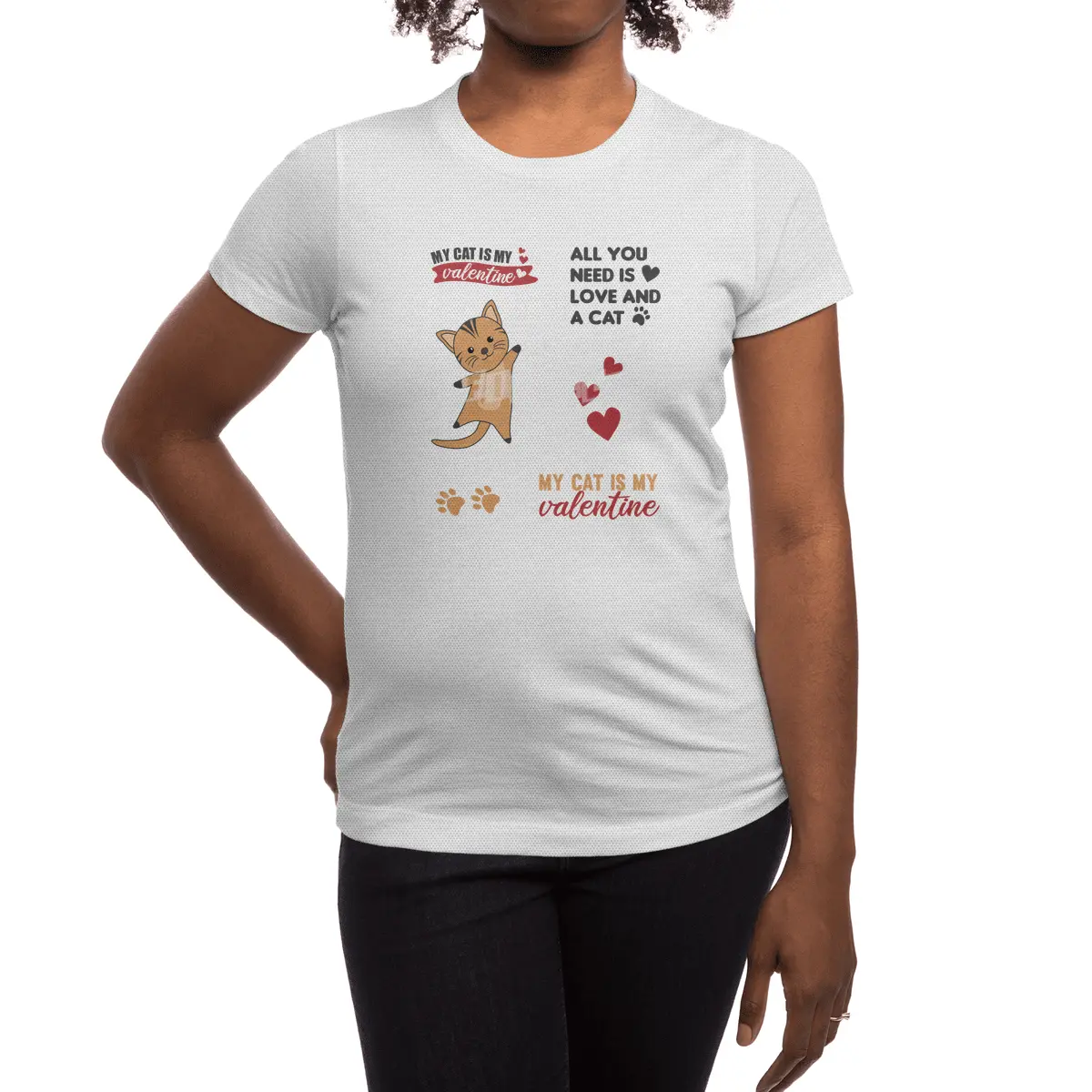 Cats Sticker Set My Cat Is My Valentine Red Heart Spor T-Shirt