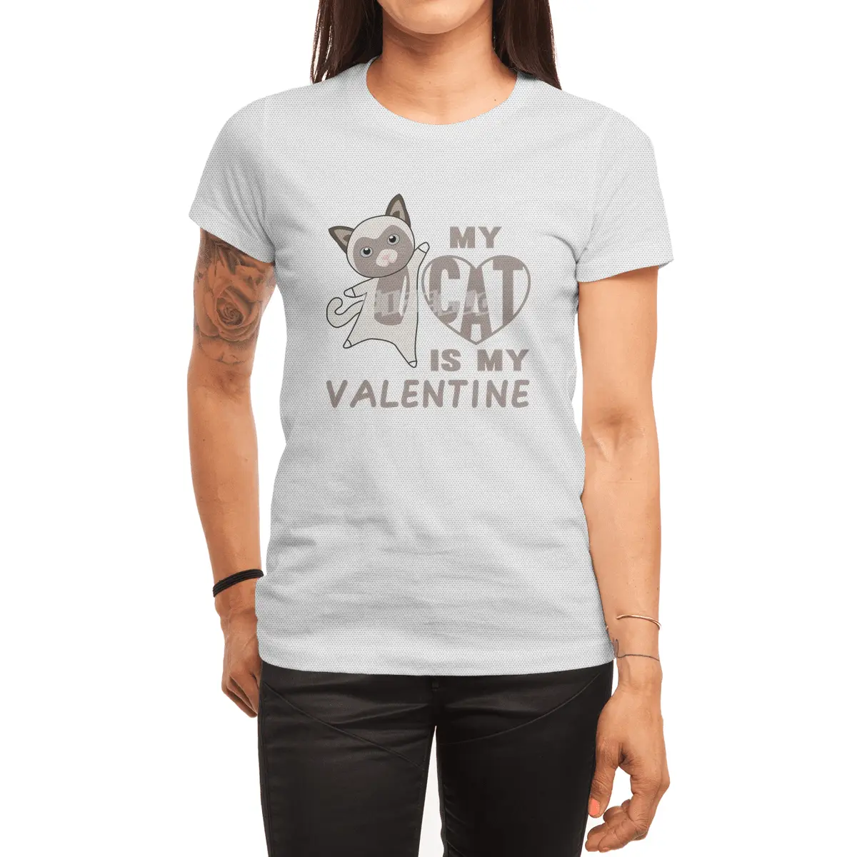 My Cat Is My Valentine Brown Cute Cats Spor T-Shirt