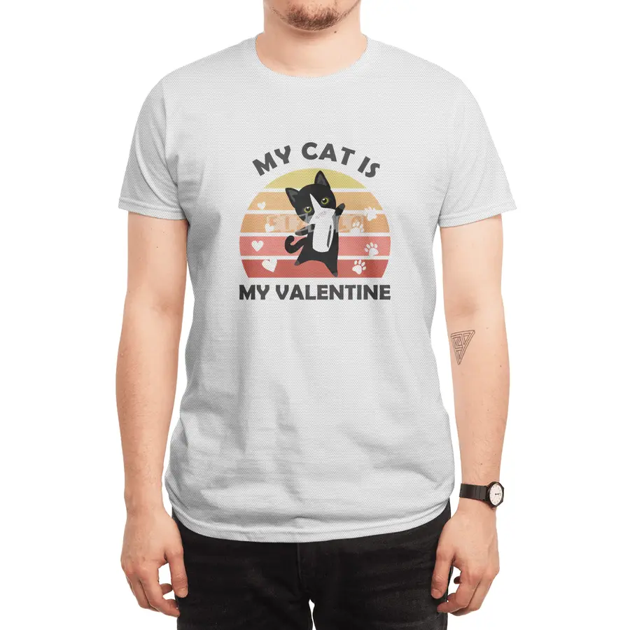 My Cat Is My Valentine Cats Black Heart Vintage Spor T-Shirt