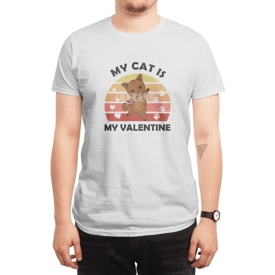 My Cat Is My Valentine Cats Heart Love Vintage Spor T-Shirt