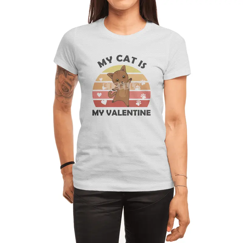 My Cat Is My Valentine Cats Heart Love Vintage Spor T-Shirt