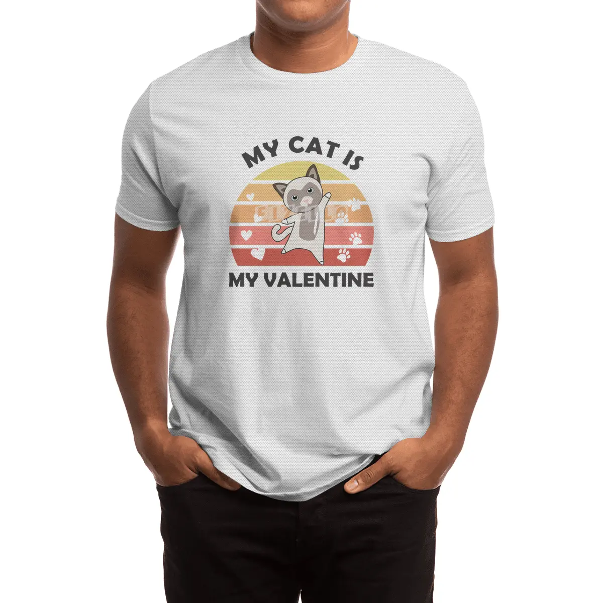 My Cat Is My Valentine Cats Siamese Cat Vintage Spor T-Shirt