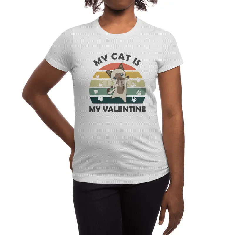 My Cat Is My Valentine Cats Vintage Siamese Cat Spor T-Shirt