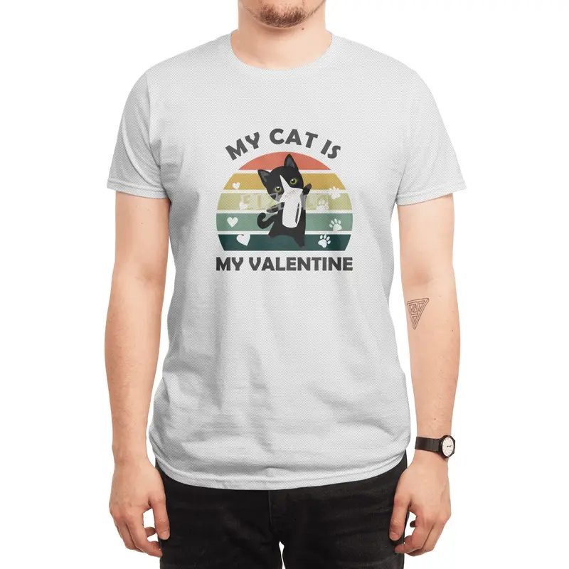 My Cat Is My Valentine Cute Black Cats Heart Spor T-Shirt