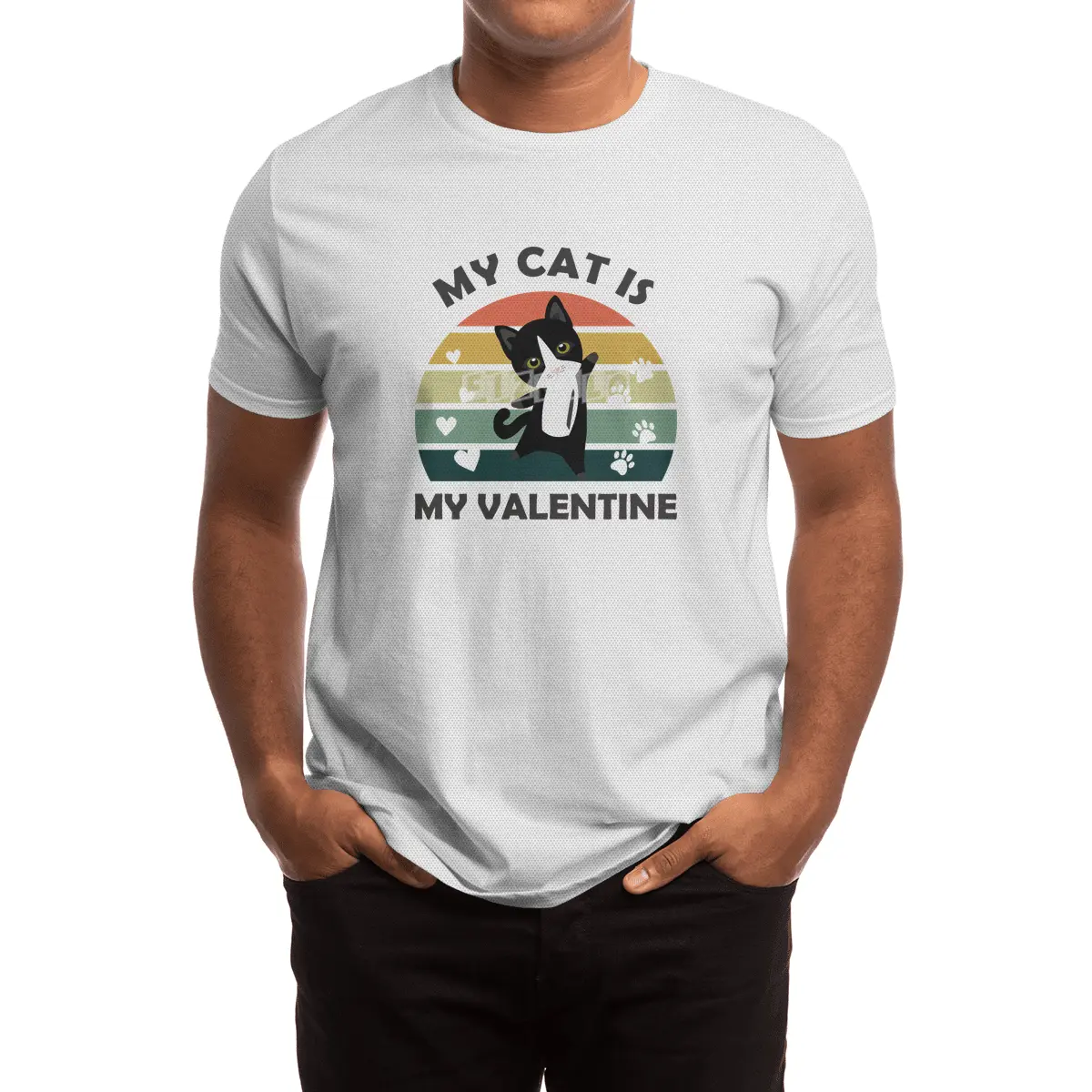 My Cat Is My Valentine Cute Black Cats Heart Spor T-Shirt