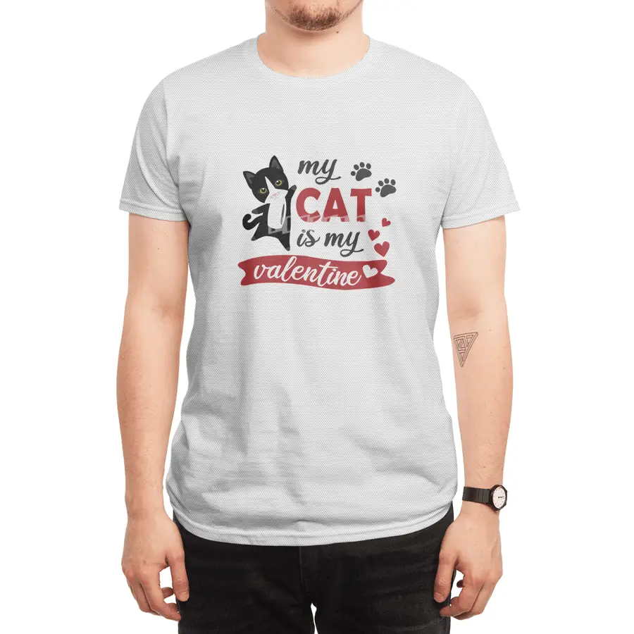 My Cat Is My Valentine Cute Black Cats Heart Spor T-Shirt