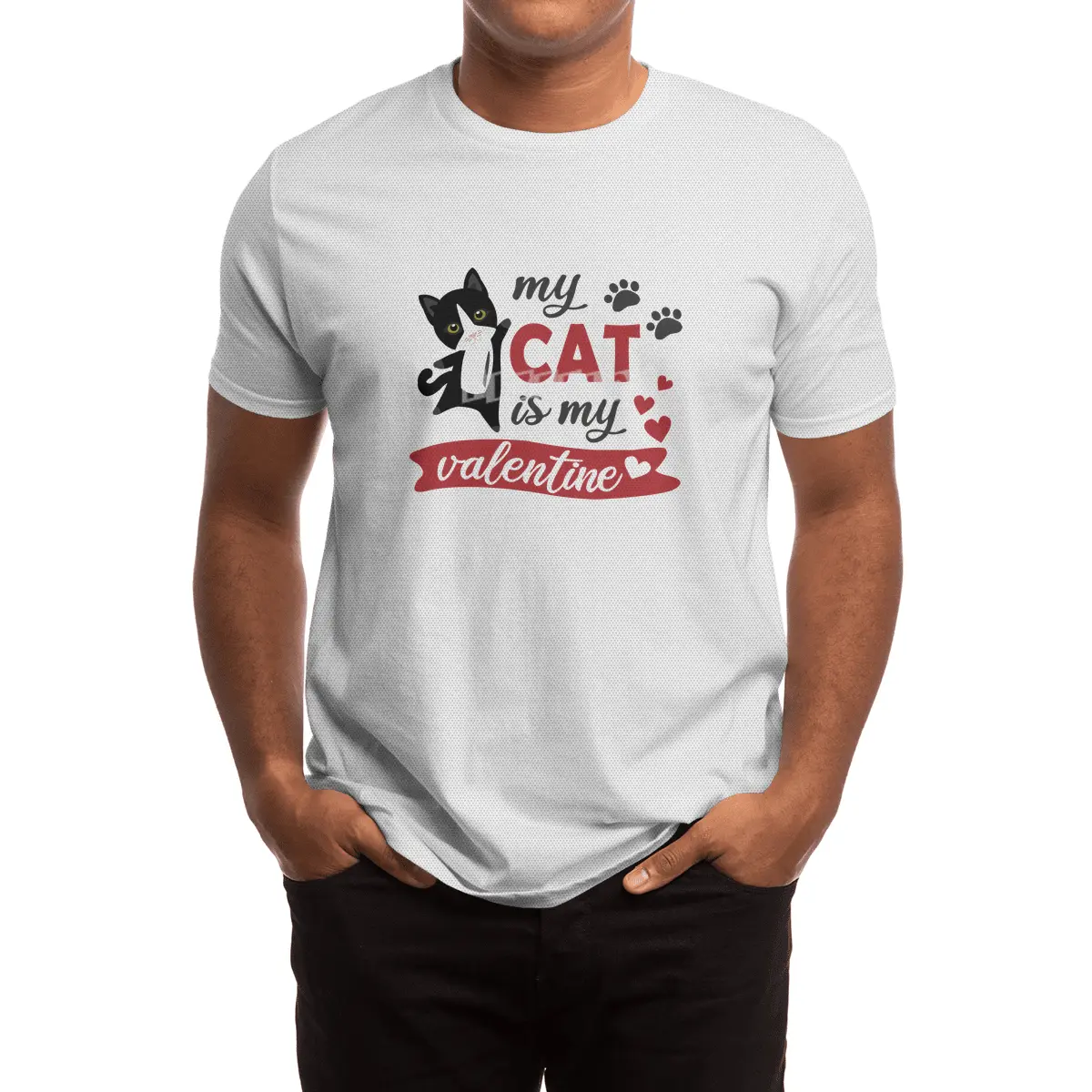 My Cat Is My Valentine Cute Black Cats Heart Spor T-Shirt