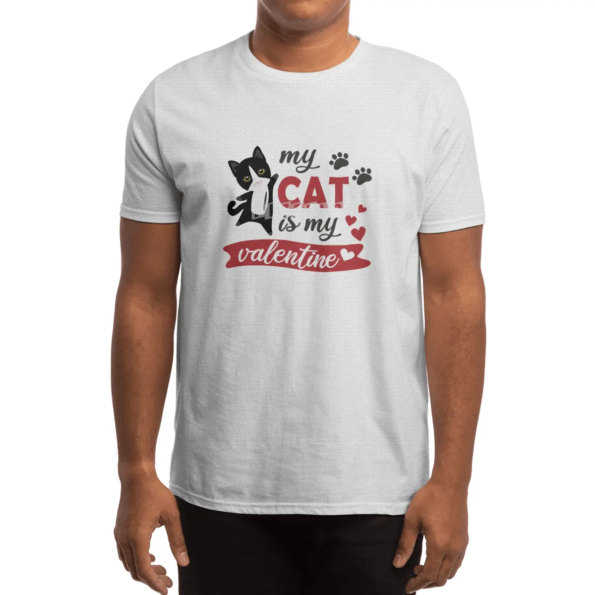 My Cat Is My Valentine Cute Black Cats Heart Spor T-Shirt