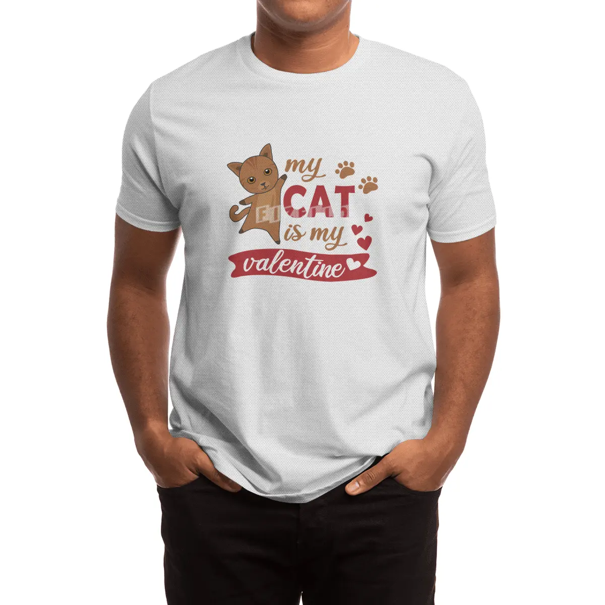 My Cat Is My Valentine Cute Cat Mom Brown Spor T-Shirt