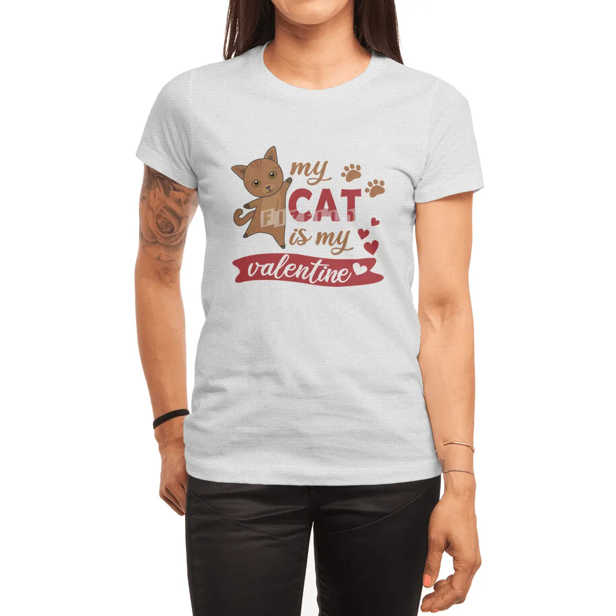 My Cat Is My Valentine Cute Cat Mom Brown Spor T-Shirt