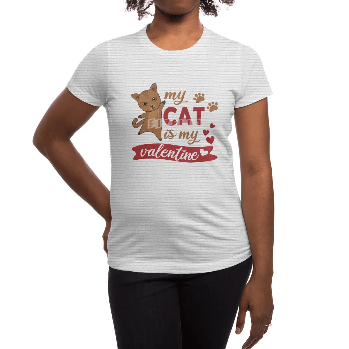 My Cat Is My Valentine Cute Cat Mom Brown Spor T-Shirt
