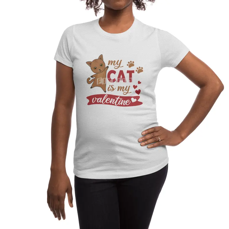 My Cat Is My Valentine Cute Cat Mom Brown Spor T-Shirt
